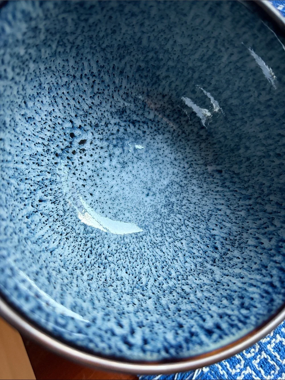 Reactive Glaze Ceramic Serving Bowls in Teal and Blue